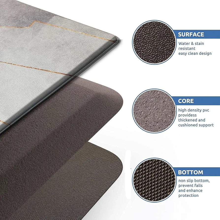 Luxe Home Columbo Anti-Fatigue Kitchen Mat - 51x99 cm Non-Slip Cushioned Comfort Mat - Abstract Pastel Pattern Standing Desk Mat - Waterproof and Easy to Clean for Home and Office